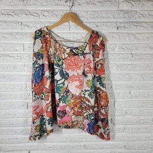 Mel Jo Womens Top Extra Large Sleeveless Lined Red Green Floral FLO135XE